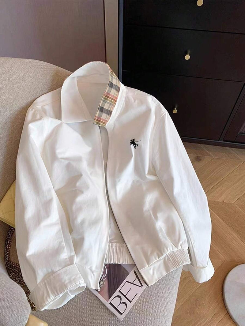 (113) Airaco Jaqueta casual de manga longa com zíper