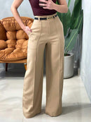 (146) Calca Pantalona Feminina Com cinto