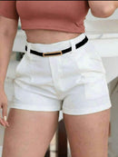 (143) Kit 3 Peças Shorts Alfaiataria Feminino com Cinto Lançamento