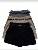 (143) Kit 3 Peças Shorts Alfaiataria Feminino com Cinto Lançamento