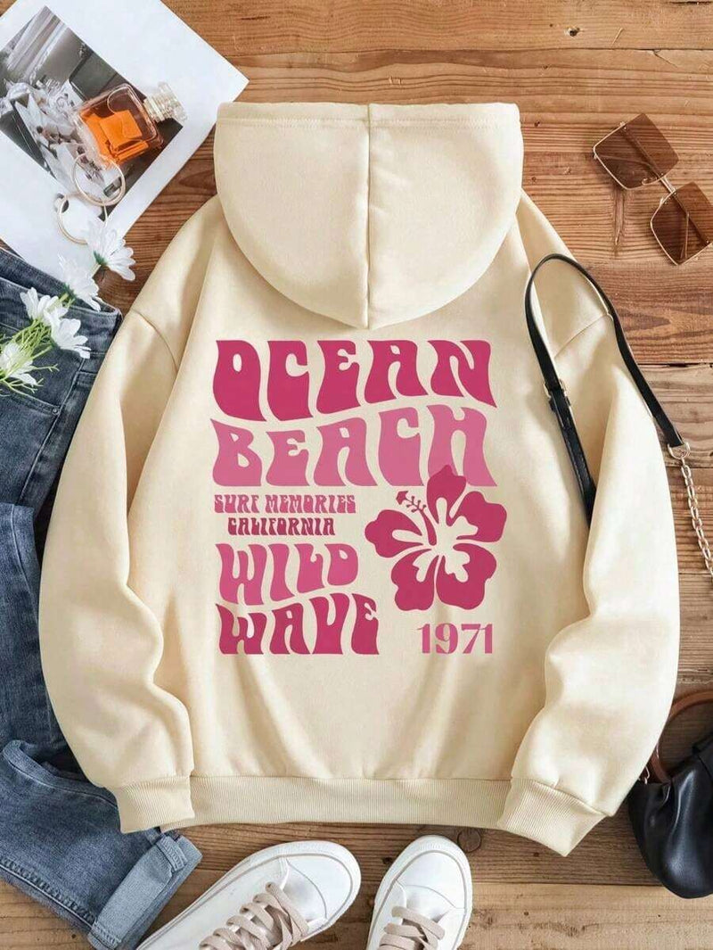 (115) Moletom com Capuz Térmico com Cordão Gráfico Floral