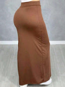 (144) Saia Com Fenda Lateral Modelagem Perfeita No Corpo Midi Casual