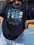 (117) Camisa feminina van Gogh máximo conforto casual modelo 100% algodão manga curta