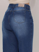 (131) Calça Jeans Wide Leg Feminina Marmorizada Pantalona