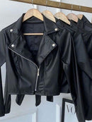 (114) Jaqueta De Couro Feminina Com Ziper Inverno Elegante