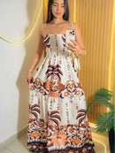 (126) Vestido Longo Tomara Que Caia Estampado Floral Luxo Verão Moda Feminina Elegante