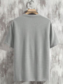 (031) Manfinity Homme Camiseta Masculina Casual de Cor Sólida