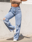 (132) calca jeans feminina wide leg pantalona