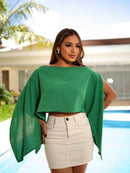 (118) Blusa Bata Boho Chic com top faixa interno Feminina