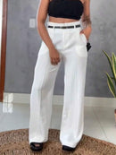 (146) Calca Pantalona Feminina Com cinto