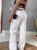 (146) Calca Pantalona Feminina Com cinto