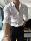 (032) Camisa Social Masculina Manga Longa Lisa Com Botão Blusa