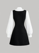 (127)  Vestido Casual Curto com Botões na Frente