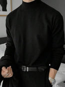 (029) Suéter de Gola Alta de Manga Longa e Caimento Solto