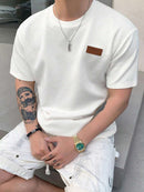 (035) Camiseta de Manga Curta de Verão com Etiqueta Impressa