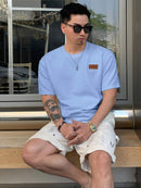 (035) Camiseta de Manga Curta de Verão com Etiqueta Impressa