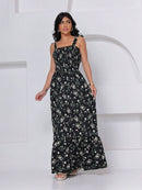 (119) Vestido Longo de Alca estampado Floral Crepenho