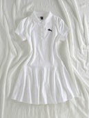 (128) Elamini Vestido Casual Feminino com Gola de Polo