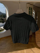 (111) Comfortcana Top Casual Diária Feminina Bordada com Estrela de Manga