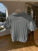 (111) Comfortcana Top Casual Diária Feminina Bordada com Estrela de Manga