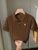 (111) Comfortcana Top Casual Diária Feminina Bordada com Estrela de Manga