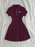 (128) Elamini Vestido Casual Feminino com Gola de Polo