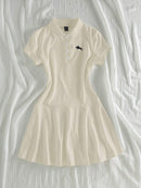 (128) Elamini Vestido Casual Feminino com Gola de Polo