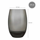 (04) Jogo Copos Vidro Reforçado Preto Translúcido Oval Fumê 465ml Aruba Nadir Cozinha Moderna