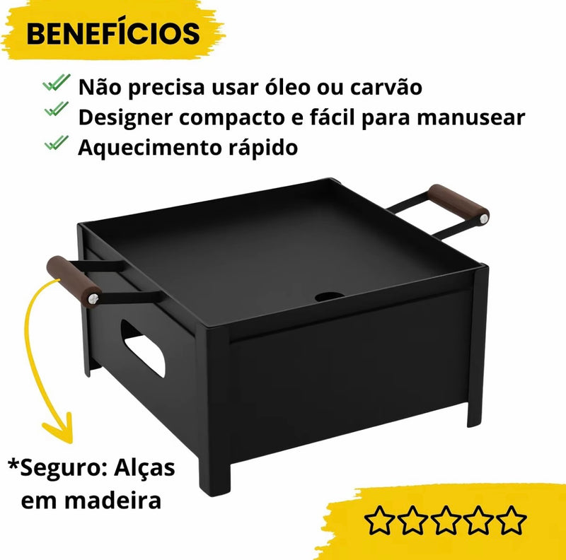 (05) Chapa a Álcool Bistequeira Rechand Churrasquiera portatil Em Ferro Churrasco