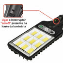 (06)  Luminária Solar Parede 108 COB Carregar Led Luz Branca Frio Prova D´ Água Sensor