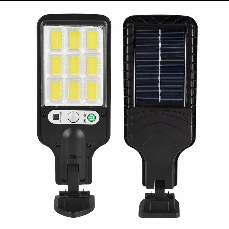 (06)  Luminária Solar Parede 108 COB Carregar Led Luz Branca Frio Prova D´ Água Sensor