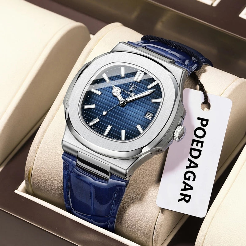 (004) POEDAGAR Topo Moda Relógio Quadrado Para Homem À Prova Dwaterproof Água