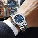 (005) POEDAGAR Topo Relógio Masculino De Negócios Aço Inoxidável Data Quartzo